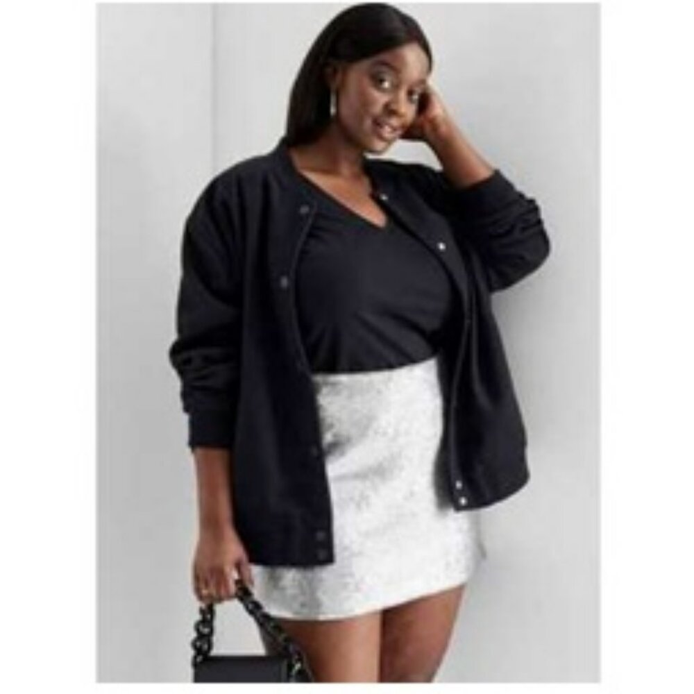 Future Collective Silver Sequin Mini Skirt Sz 1X